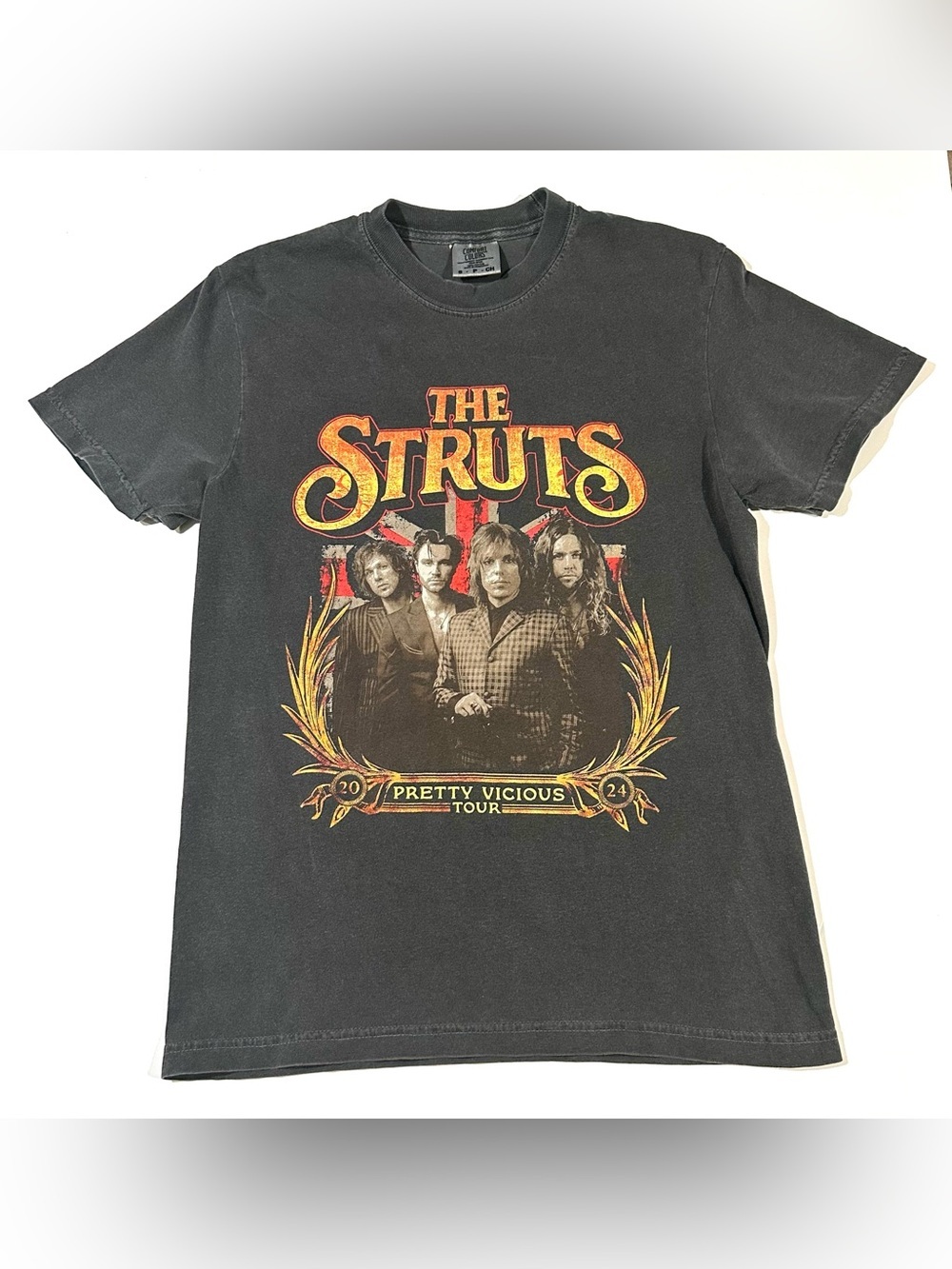The Struts Union Jack Graphic Band T-Shirt XL Black Comfort Colors Tag - Picture 2 of 8